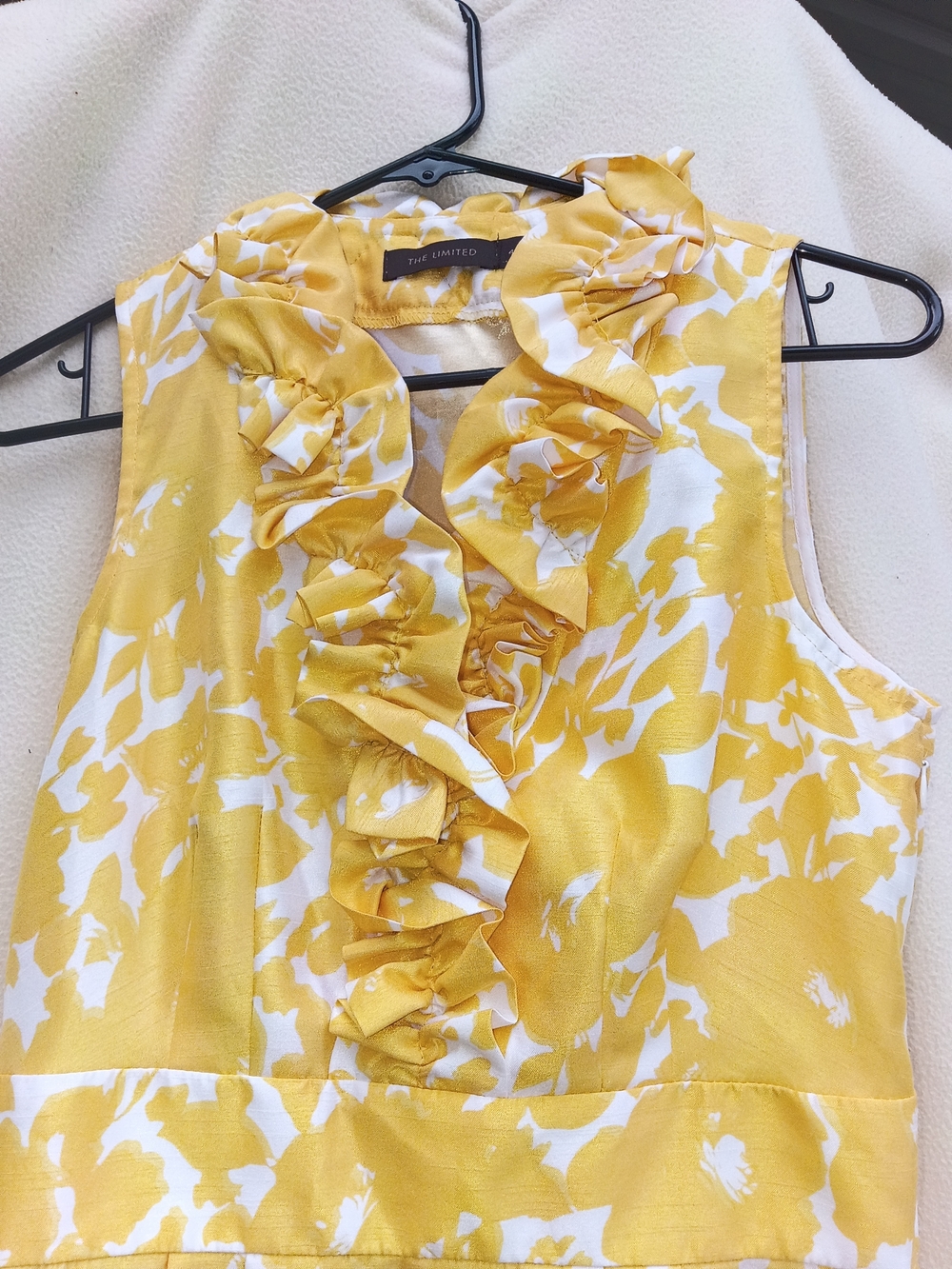 The Limited Yellow and White Ruffle-Front Sleeveless Mini Dress - Picture 4 of 5